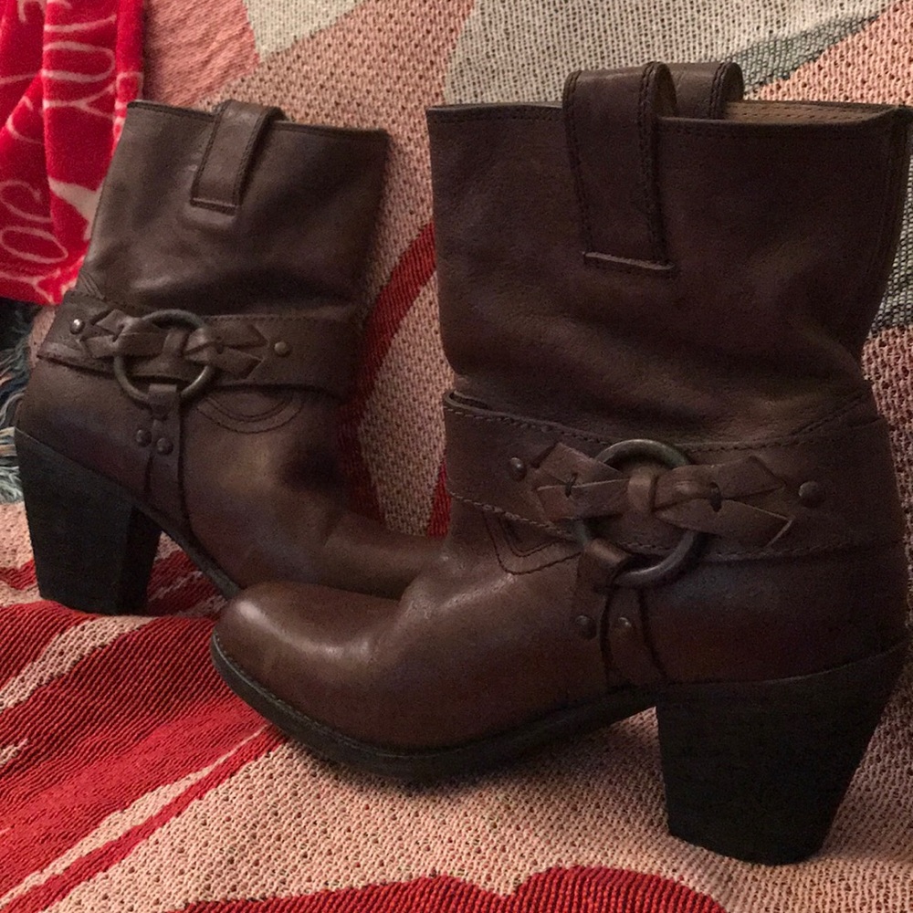 Frye Wyatt Harness Leather Short Boot.